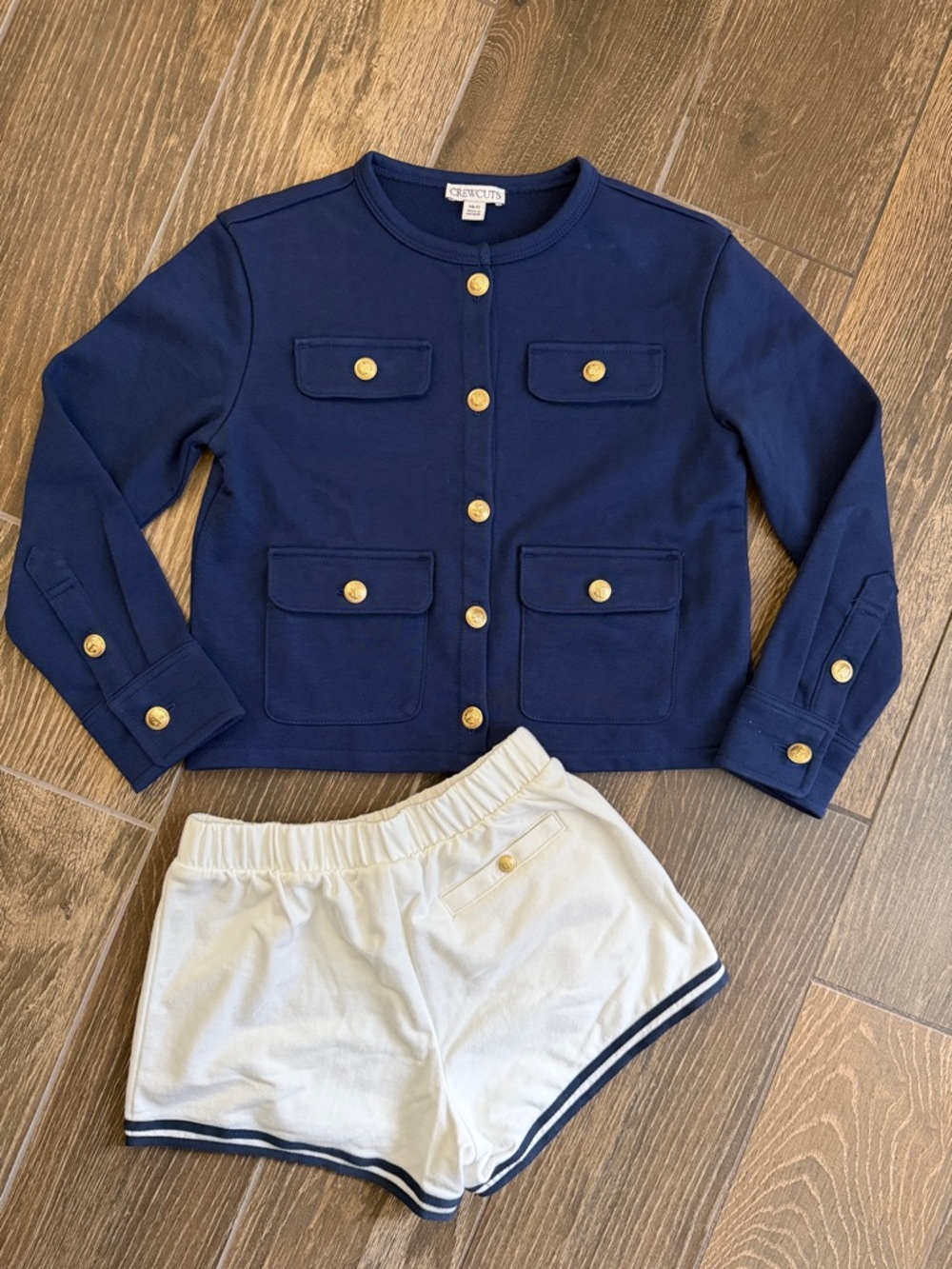 J.Crew Girls’ Navy French Terry Lady Jacket/Sailor White Pull-On Terry Short—6 - Picture 12 of 12